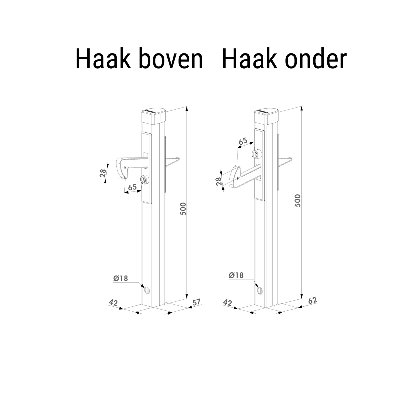 Locinox Poortvanger aluminium - met Rubbere aanslag hek-kopen  Haak Boven (IN-GATE CATCHER) Haak Onder (UNDER-GATE CATCHER)